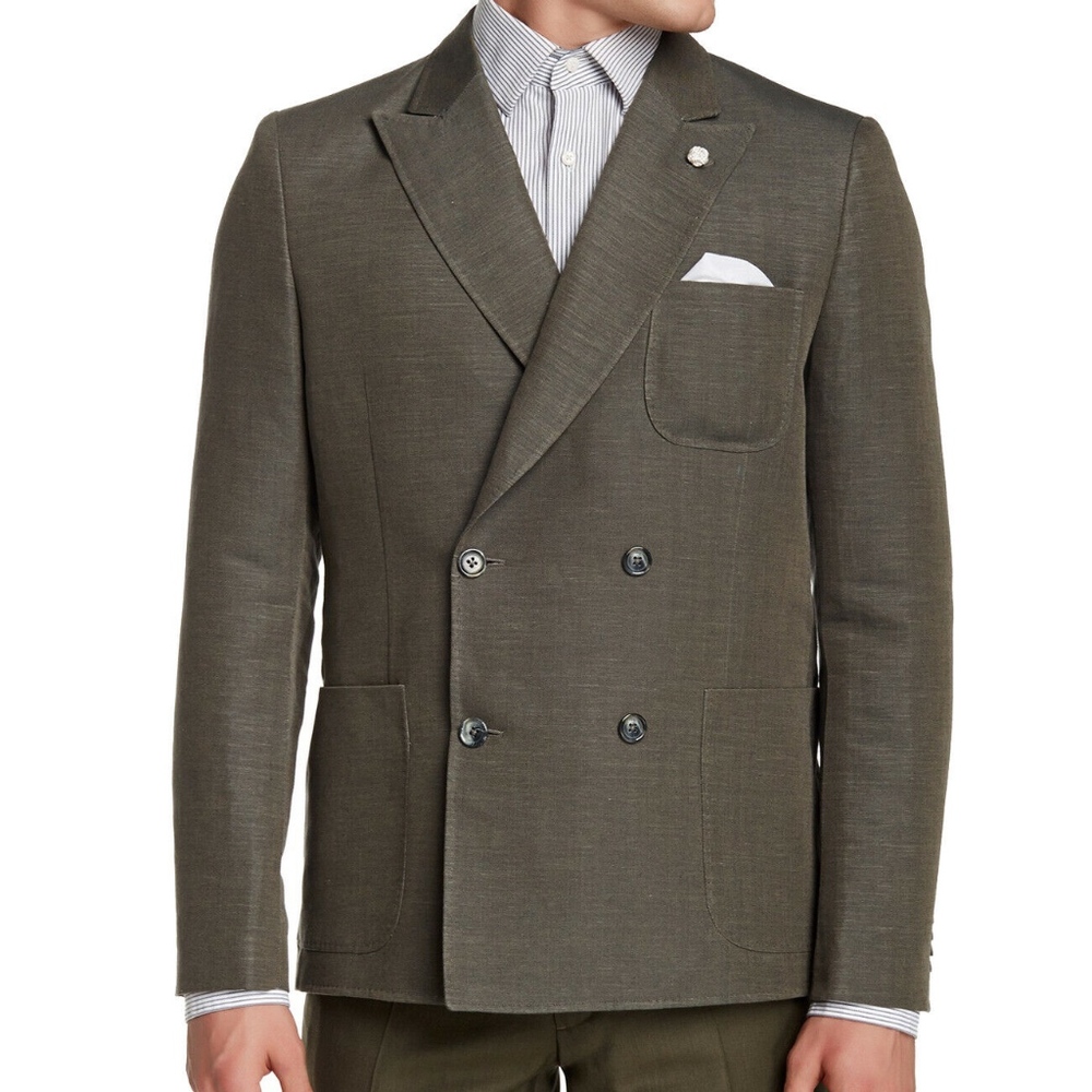 Hopper Two Tone Herringbone Blazer, Military Green